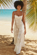 Romantische Maxi Jurk Met Corset Lacing En Bloemmotief