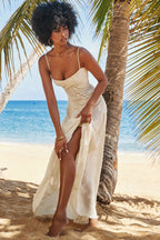 Romantische Maxi Jurk Met Corset Lacing En Bloemmotief