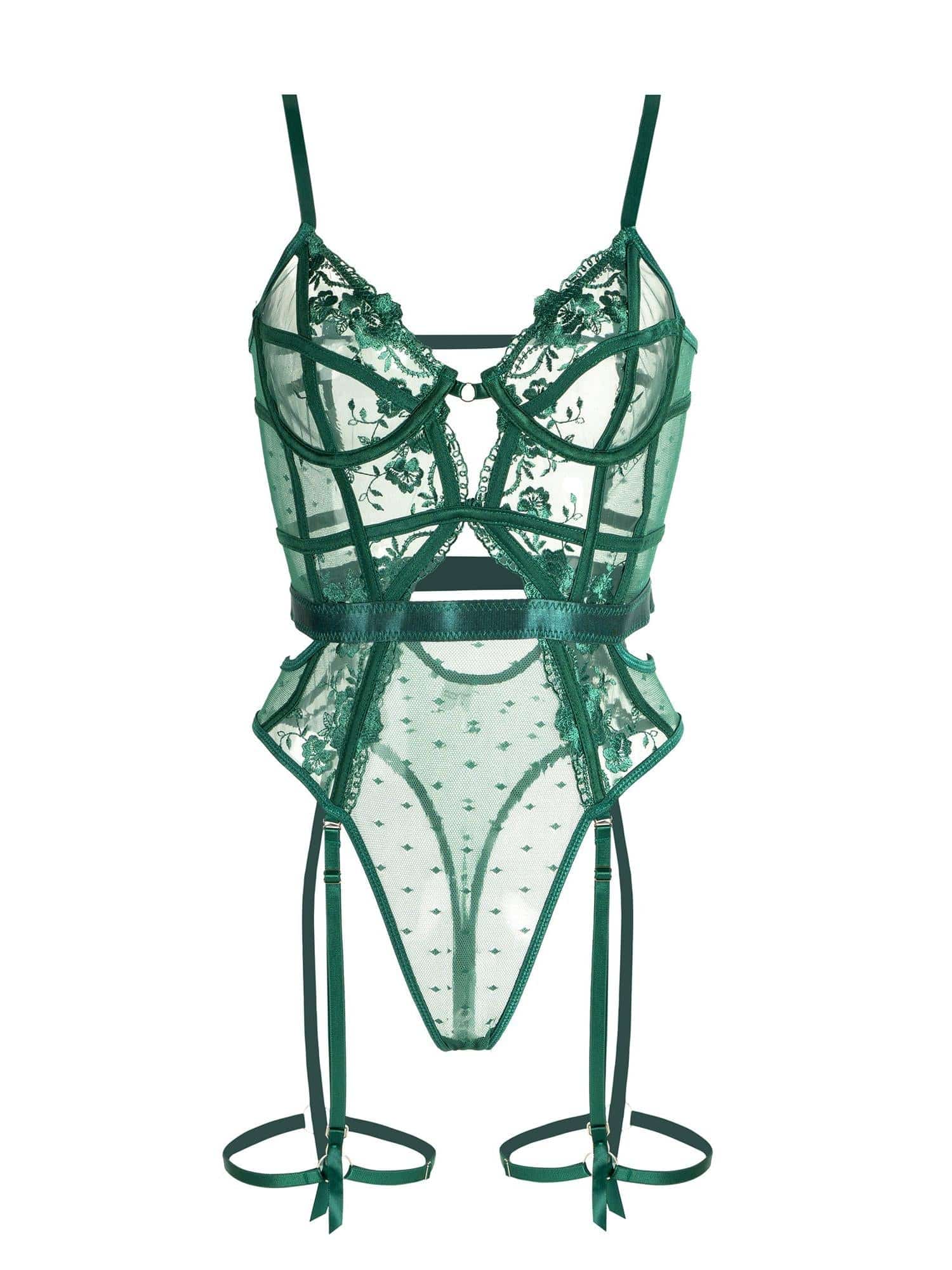 Groene Kanten Body Lingerie met Beugel