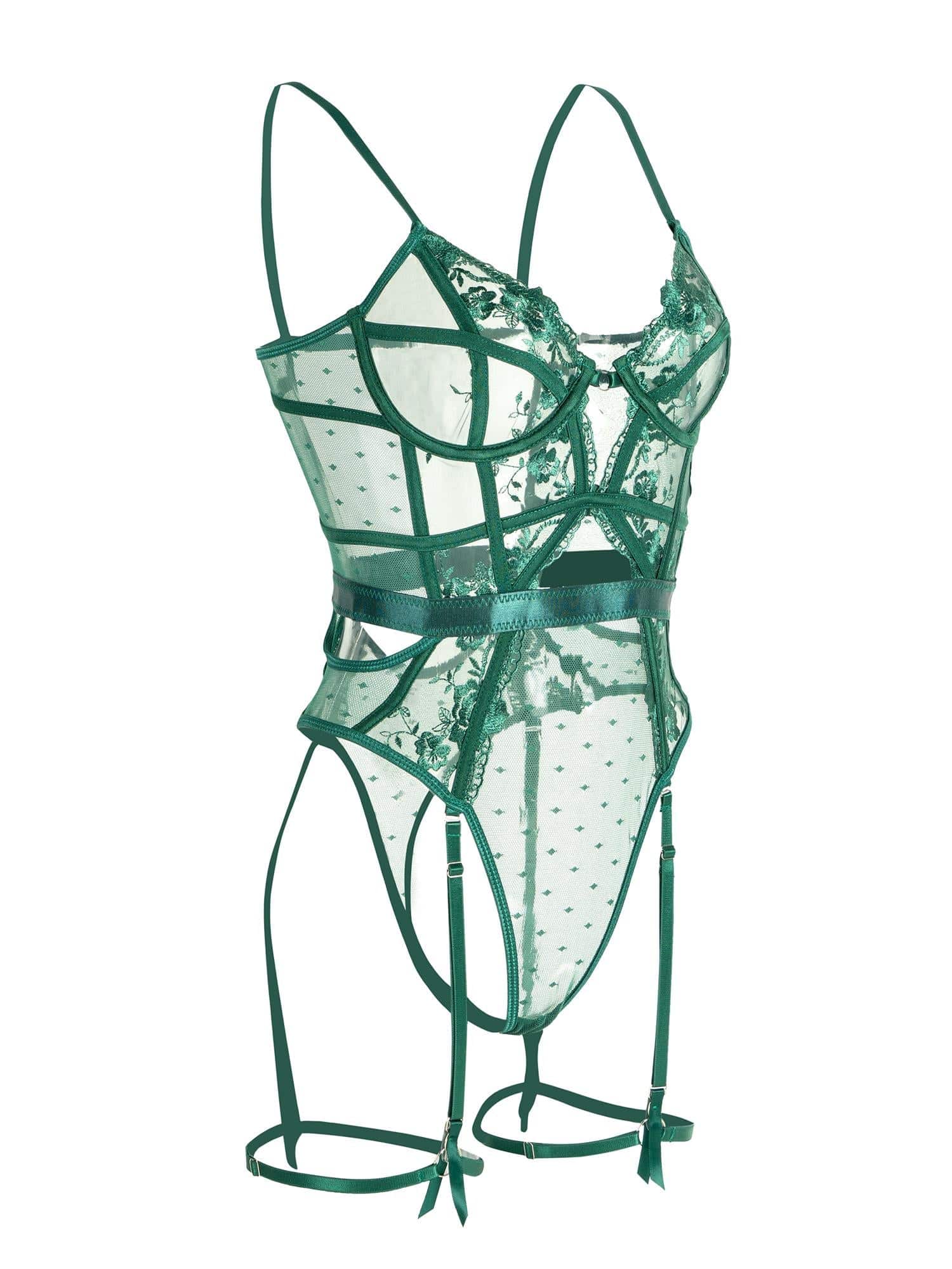 Groene Kanten Body Lingerie met Beugel