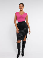 Seamless Deep V-Neck Tummy Shaping Bodysuit