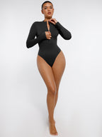 Long Sleeve Zipper Thong Bodysuit