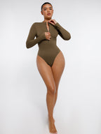 Long Sleeve Zipper Thong Bodysuit