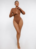 Long Sleeve Zipper Thong Bodysuit