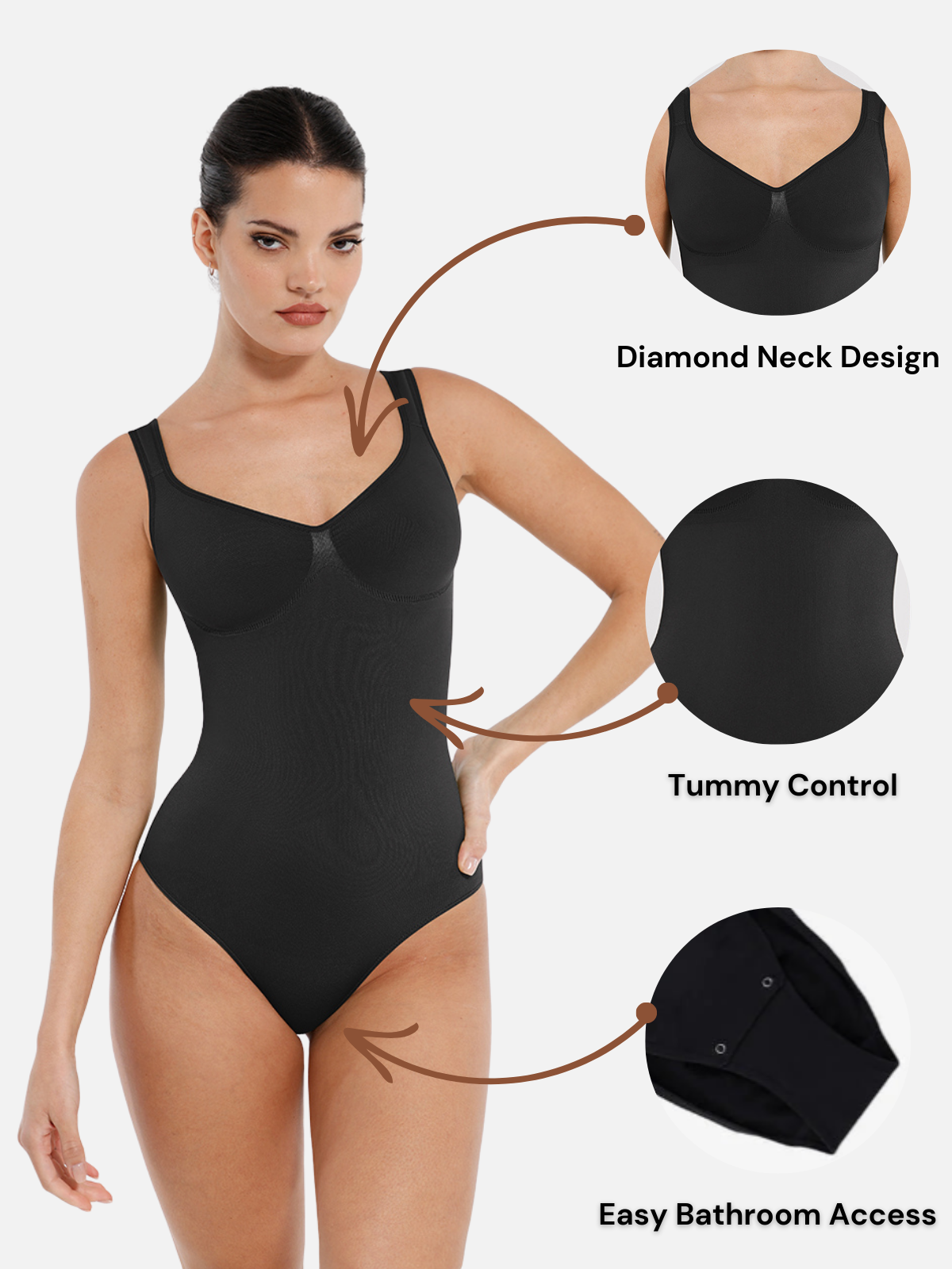 Seamless Sculpting Diamond Neck Brief Bodysuit